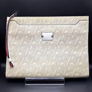Christian Louboutin Beige and Black Patterned Clutch